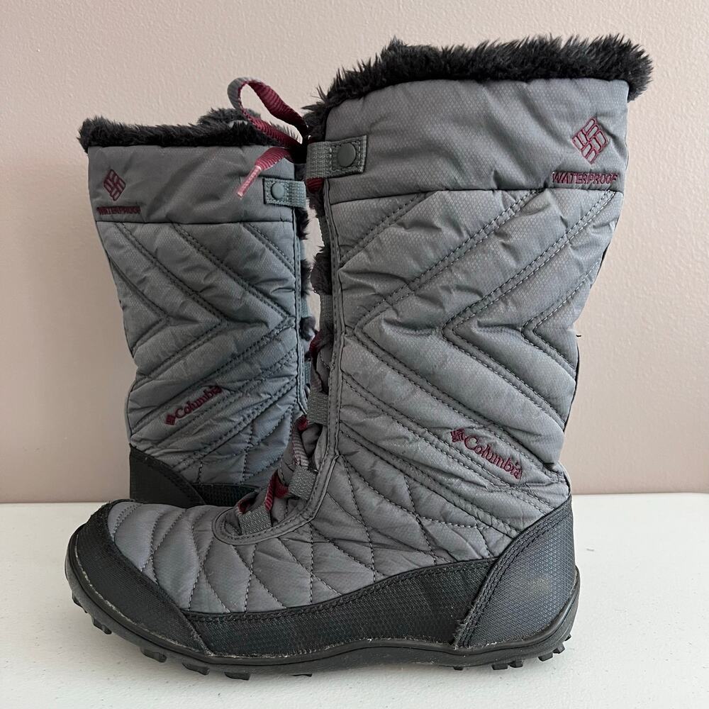 Columbia Minx Mid III WP Omni Heat Waterproof Snow Boots Girls Youth Sz 6 Gray